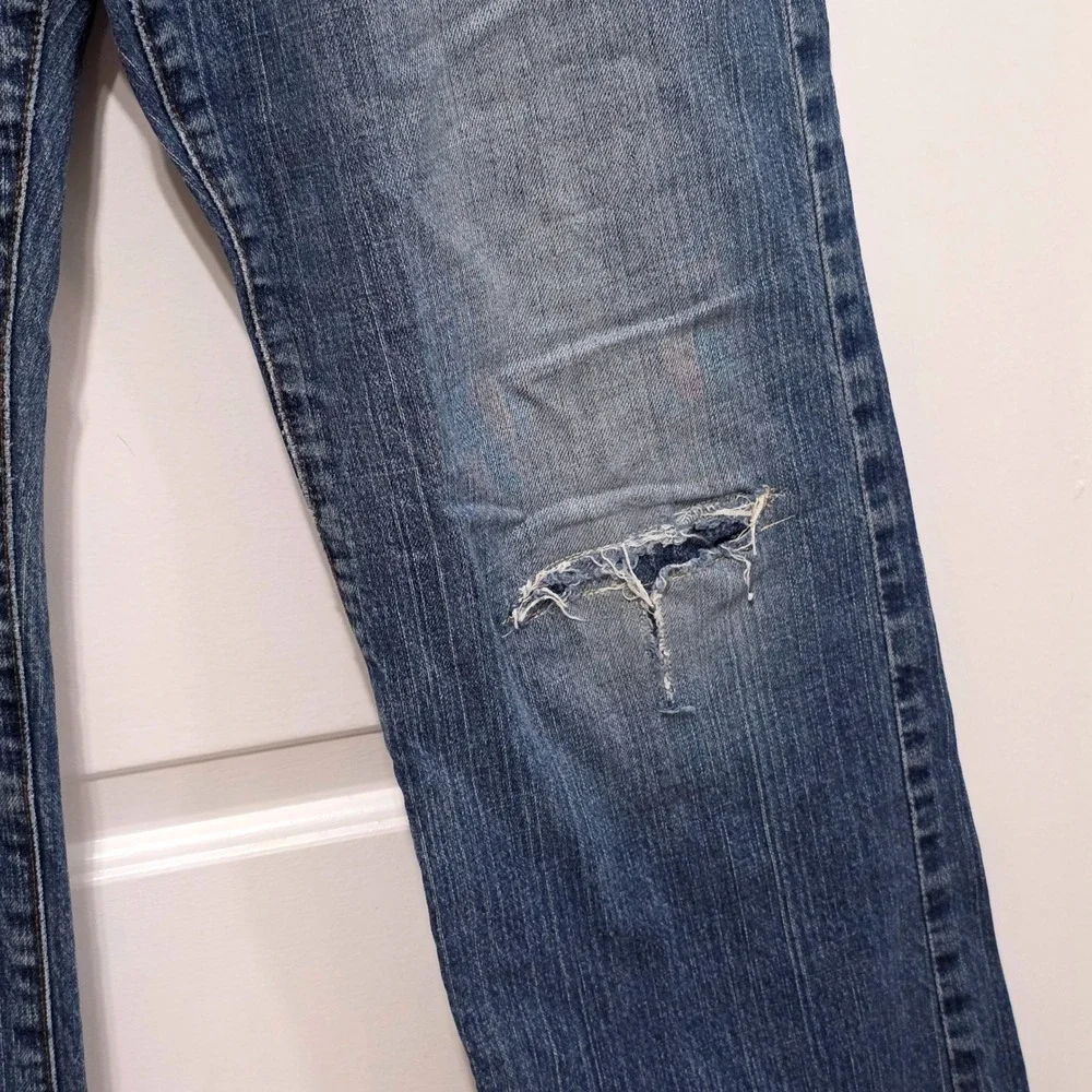 Vintage Lucky Brand Rider Fit Relaxed Jeans Blue Distressed Straight Leg 14/32